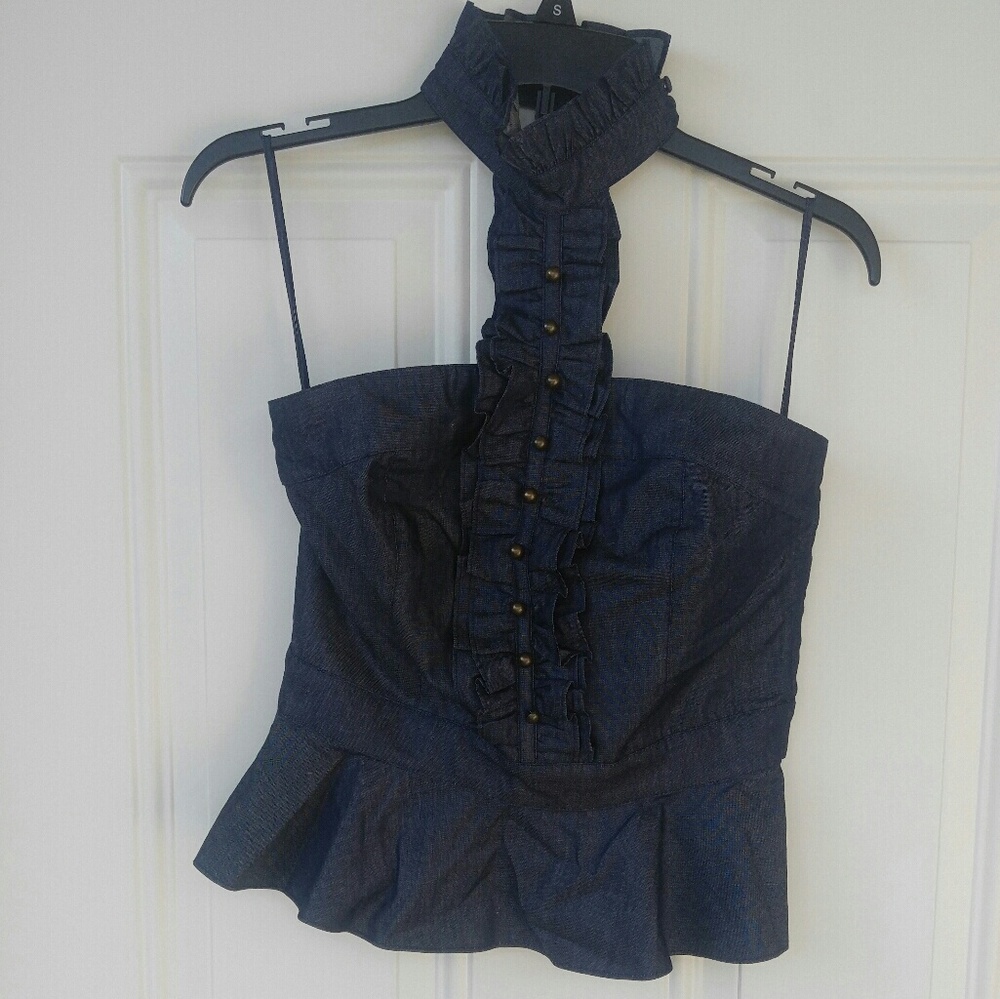 Ruffle halter peplum top